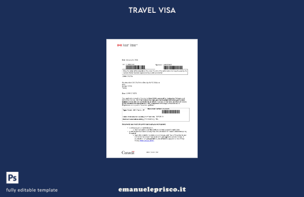 modello di visto canadese in stile verificato nei formati Word e PDF